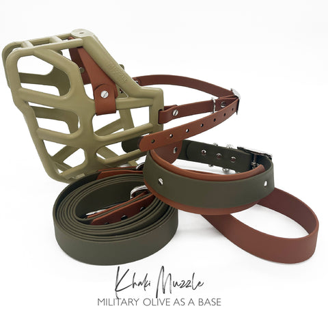 Khaki Muzzle, Collar and Lead Set