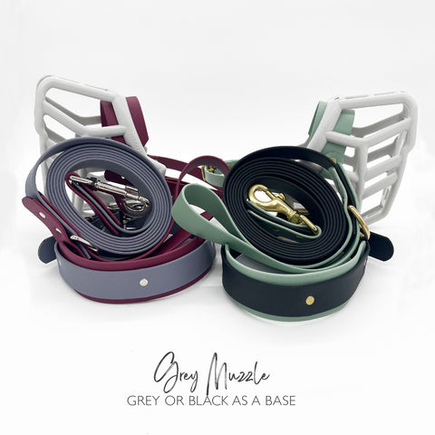 Grey Dog Muzzle, Collar and Lead Set