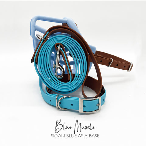 Baby blue Muzzle, Collar & Lead Set