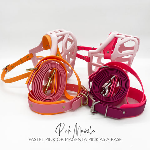 Pastel Pink Muzzle, Collar & Lead Set