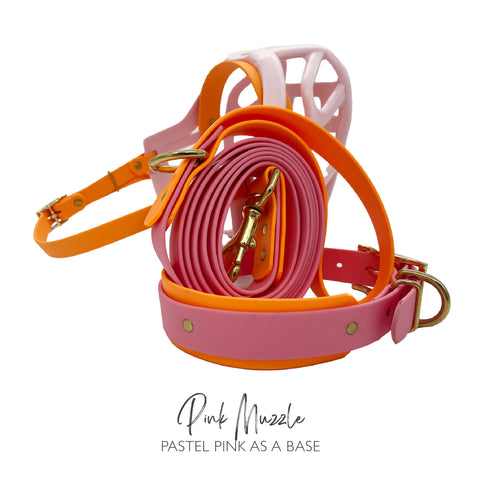 Pastel Pink Muzzle, Collar & Lead Set